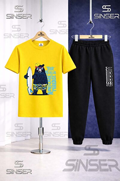 SS SİNSER Παιδικό σετ φόρμας με μπλουζάκι με στάμπα AYICIK SYH SURF SAPKA