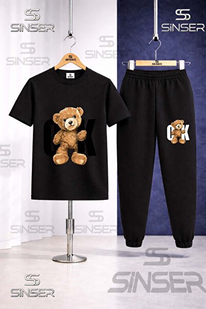 SS SİNSER Παιδικό Σετ Φόρμας με Μπλουζάκι με Στάμπα AYICIK OK SYH