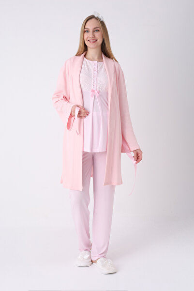 ERDENİZ TEKSTİL Πιτζάμες εγκυμοσύνης, σετ 3 τεμαχίων, με δαντελένιο γιακά, τσ...