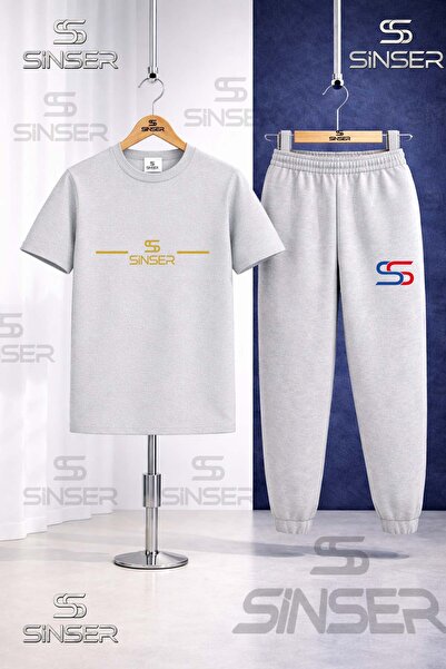 SS SİNSER طقم بدلة رياضية للأطفال مطبوع عليه خطوط ذهبية