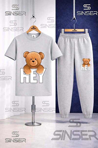 SS SİNSER Παιδικό Σετ Φόρμας με Στάμπα AYICIK HEY WRITING ON THE TOP
