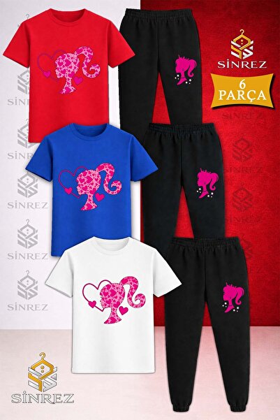SİNREZ Set de trening pentru copii, 3 piese, cu imprimeu PRINCESS HEAD HEART