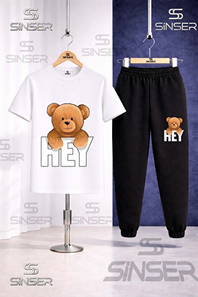 SS SİNSER Παιδικό Σετ Φόρμας με Στάμπα AYICIK HEY WRITING ON THE TOP