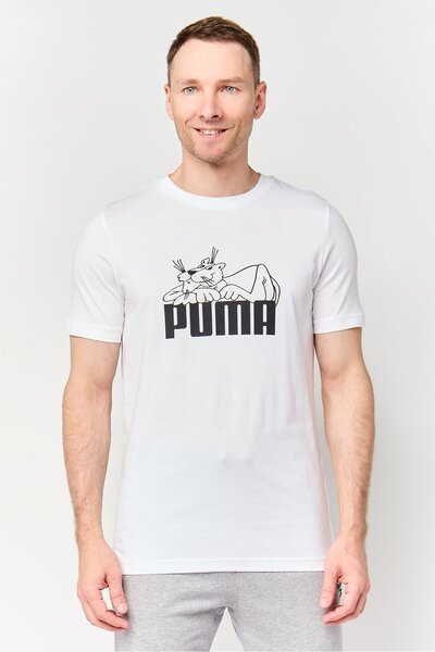 Puma تي شيرت رياضي للرجال بأكمام قصيرة مناسب للأنشطة الخارجية، أبيض