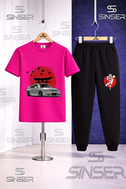 SS SİNSER Παιδικό Σετ Φόρμας με Μπλουζάκι με Στάμπα CAR TOKYO RED CIRCLE ONUNDE