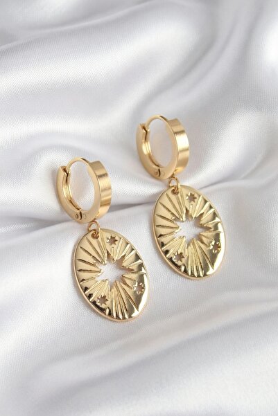 Jadem Gold 316L Stainless Steel Pole Star Processing Women's Earrings