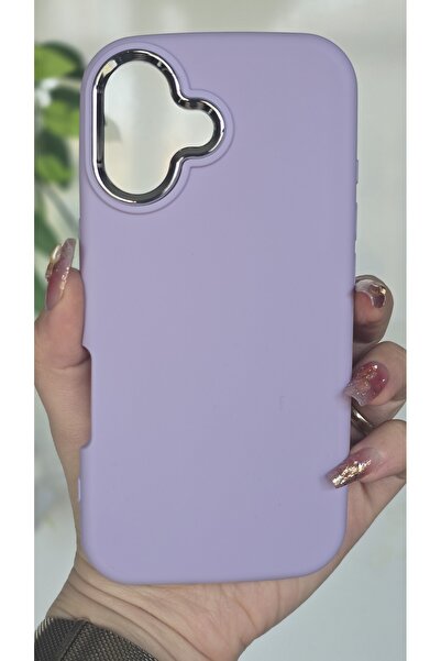 Magic Ring iPhone 17 Uyumlu Metal Kamera Çerçeveli Mat Lila Silikon Kılıf