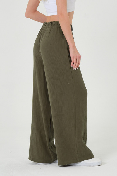 RELAXL Γυναικείο παντελόνι φόρμας χακί Palazzo σε μεγάλα μεγέθη έως 10XL