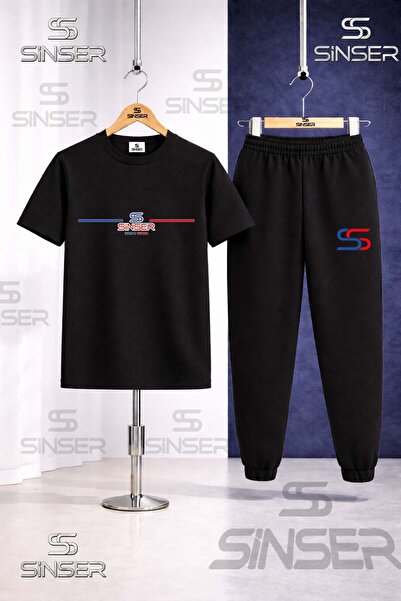 SS SİNSER Παιδικό Σετ Φόρμας με Στάμπα YAN TEK CIZGI ALT WRITING