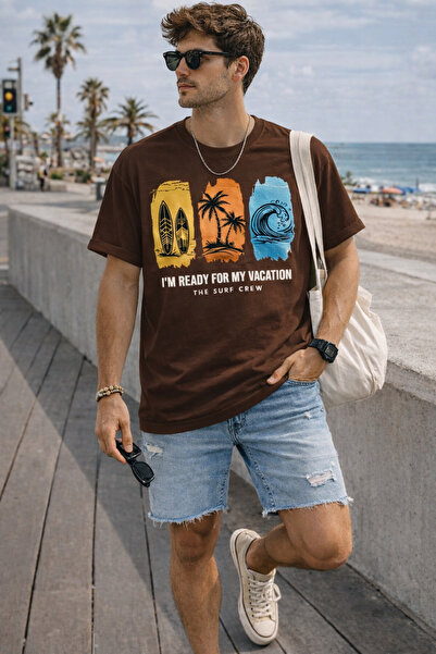 ArtYus Μπλουζάκι Unisex Oversize με στάμπα με θέμα το σερφ και τις διακοπές –...