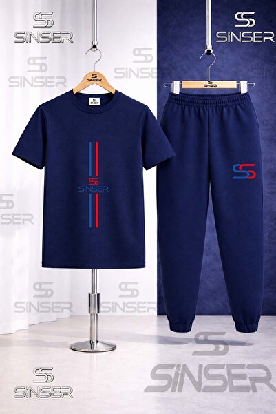 SS SİNSER Παιδικό Σετ Φόρμας με Μακρύ Μπλουζάκι με Στάμπα Δύο Ρίγες