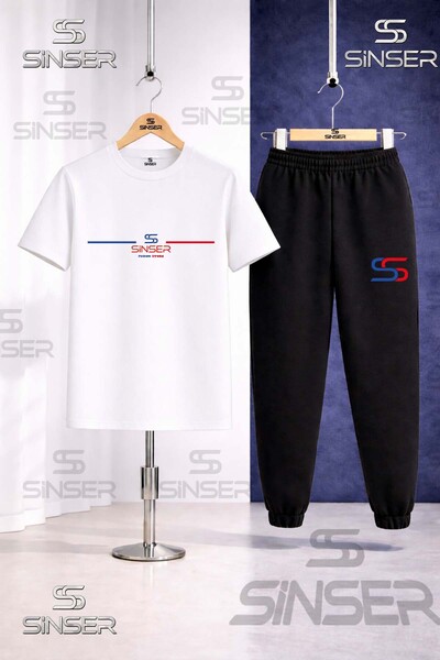 SS SİNSER Παιδικό Σετ Φόρμας με Στάμπα YAN TEK CIZGI ALT WRITING