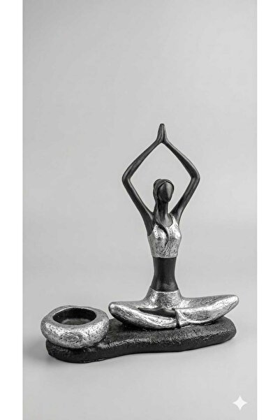 Dekoromi Dekoratif Yogacı Mumluk Heykeli (22x21 cm) Ev Dekorasyon Biblo Modeli