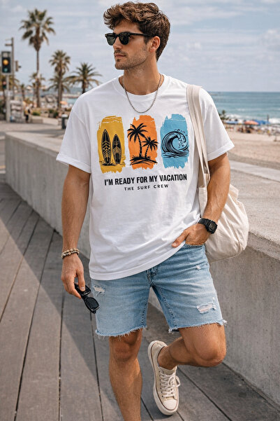 ArtYus Μπλουζάκι Unisex Oversize με στάμπα με θέμα το σερφ και τις διακοπές –...