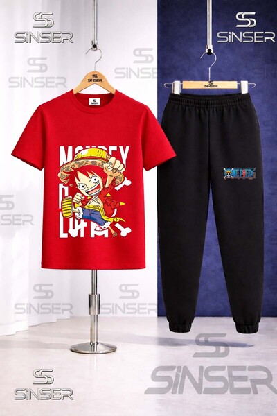 SS SİNSER طقم بدلة رياضية للأطفال مطبوع عليه ANIME ONE PIECE LEFT WRITING