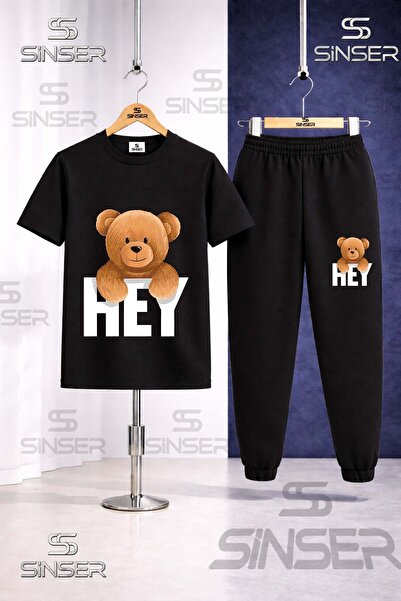 SS SİNSER Παιδικό Σετ Φόρμας με Στάμπα AYICIK HEY WRITING ON THE TOP