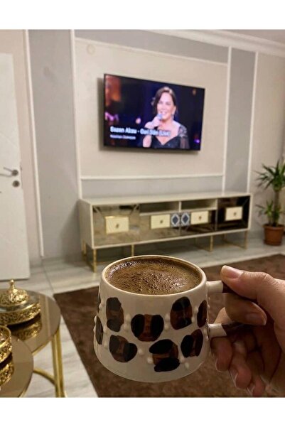PARSSERAMİK Leopar Desenli Zarif Yapımı Kahve Kupası