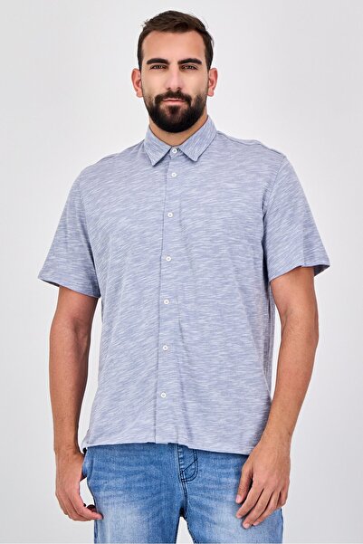 CELIO قميص رجالي كاجوال بأكمام قصيرة وقصة عادية، لون رمادي