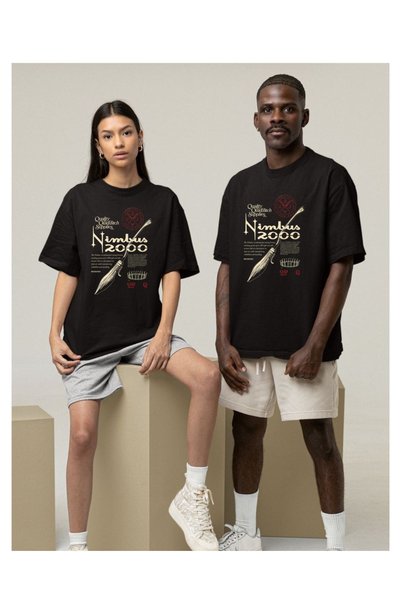 Tubinyoo Harry Potter Nimbus 2000 Printed Unisex Oversize T-Shirt (Single Item)