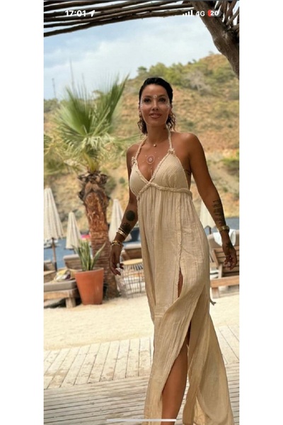 My Dream Love ÖRME SIRT DEKOLTELİ MAXİ ELBİSE