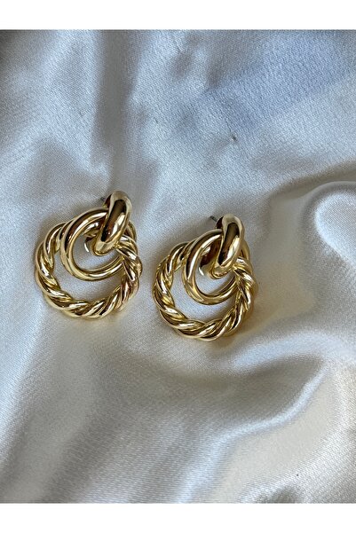 lotusbybuket Çelik Gold Sarmal halka küpe