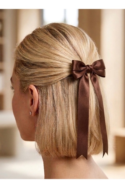 Mavi Masal Brown Satin Women's / Girls' Bow Ribbon Buckle 5 Pieces
