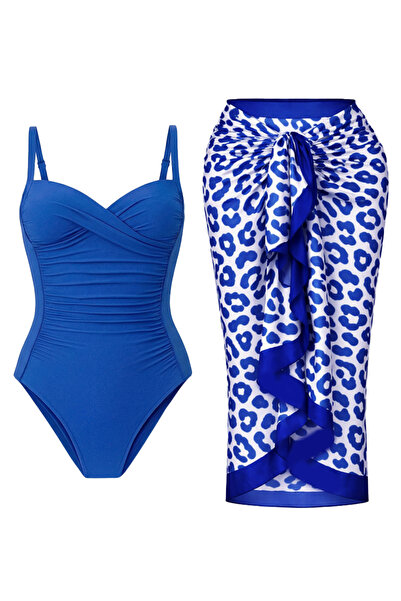 CUPSEA Γυναικείο μαγιό Drapeli Saks Leopard Pareo, σετ 2 τεμαχίων, κομψό και ...