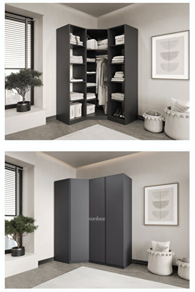 CANBAZ FURNİTURE Mira modüllü köşe 3 MDF KAPAKLI %100 MDF(KURULUM DAHİL)