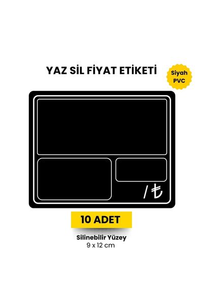 HR Display Siyah Yaz Sil PVC Aksesuarsız Raf Fiyat Etiketi 10 Adet