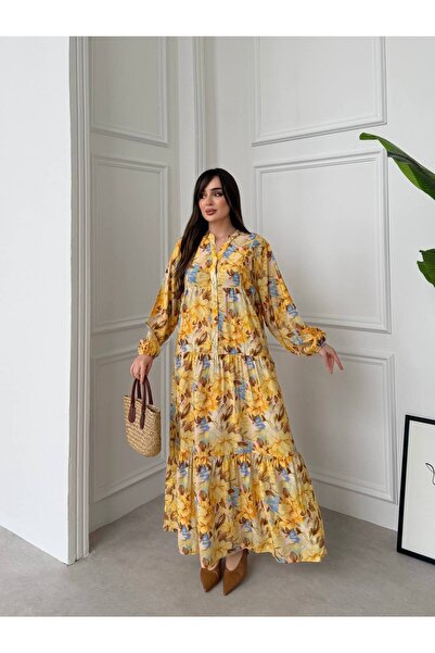 Şeker Portakalım Φόρεμα μάξι μποέμ με λουλουδάτο σχέδιο, μακρυμάνικο, με κουμ...