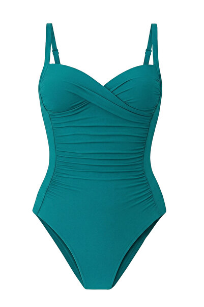 CUPSEA Γυναικείο μαγιό σε πράσινο μέντα με ντραπέ μπροστά