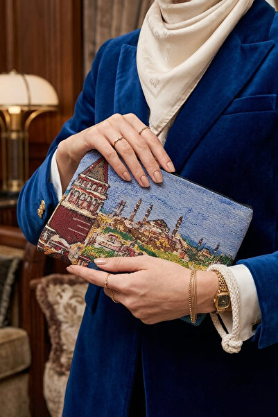 CLUTCH محفظة قماشية منقوشة بتصميم عرقي / حقيبة يد - منظم بسحاب