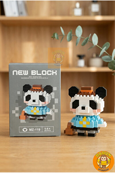 Bricks Maceracı Panda Karakter Figürü 3D Yapboz Puzzle Yapı Oyuncakları