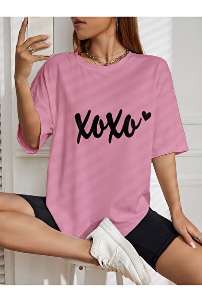 LOTS MODA Υπερμεγέθη μπλουζάκι με στάμπα Xoxo