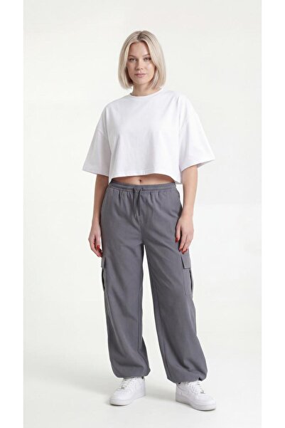 TKT Γυναικεία φόρμα Smoked Cargo με τσέπες, λεπτή φόρμα αλεξίπτωτου, με ρυθμι...