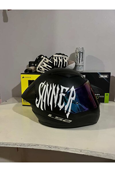STCKRCO Sinner Kask Sticker – Motor Kaskı İçin Premium Yazı Sticker