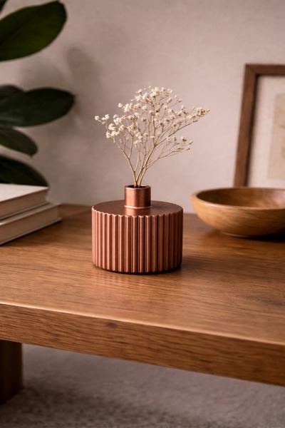 Otaera Duru Çizgiler Copper Antique Vase |   Mini Decorative Object, Modern V...