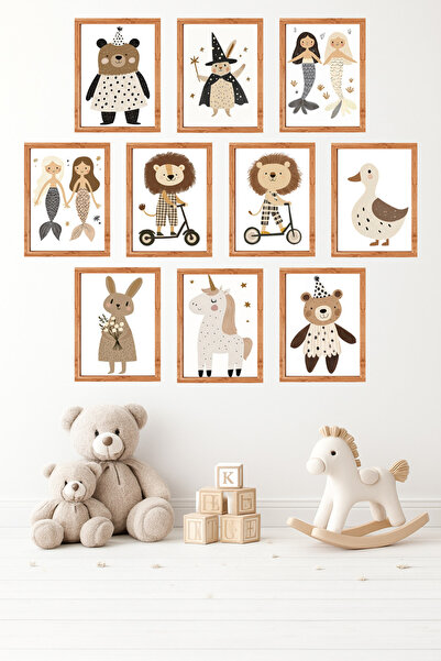 UNT Σετ 10 τεμαχίων με εικονογραφήσεις ζώων, λιοντάρι, κουνέλι, μονόκερο, γορ...