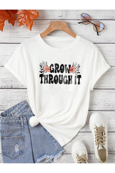 LOTS MODA Μπλουζάκι με στάμπα μεγάλου μεγέθους GROW THROUGH IT