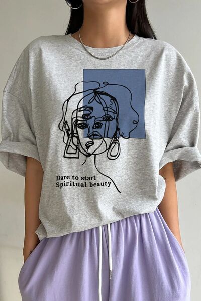 AZIZI TEKSTIL Unisex Αισθητική γυναικεία γραμμή Μπλουζάκι με στάμπα