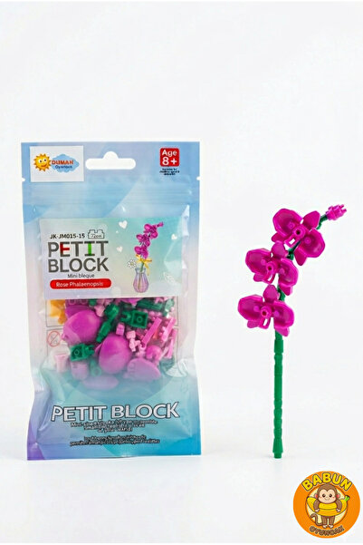 Bricks Pembe Orkide Çiçek Yapım Seti - Solmayan Yapay Çiçek - 72 Parça Dekoratif Mini Blok Çiçek