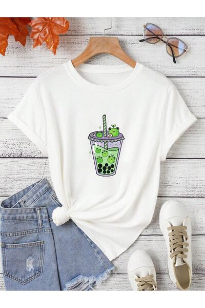 AZIZI TEKSTIL Υπερμεγέθη μπλουζάκι με στάμπα ποτών