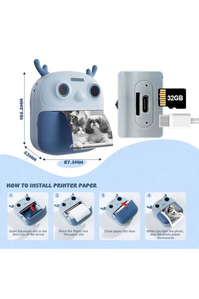 OEM Παιδική Κάμερα με Άμεση Εκτύπωση, Οθόνη 2.4”, Μπαταρία 1200mAh, Κάρτα 32GB