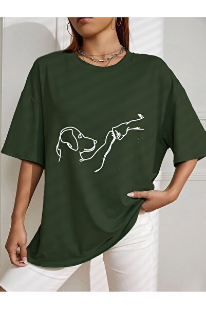 AZIZI TEKSTIL Μπλουζάκι με στάμπα σκύλου μεγάλου μεγέθους