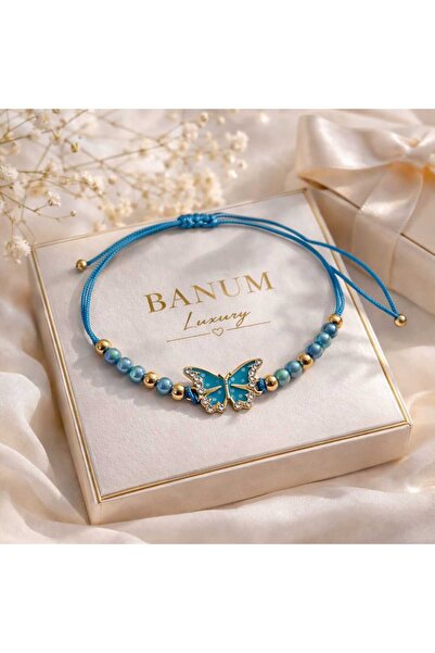 Banum Luxury سوار أنيق بتصميم عصري مع تفاصيل على شكل فراشة ورباط قابل للتعديل