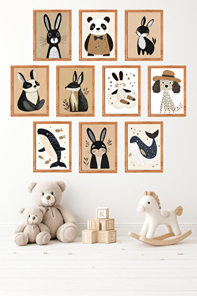 UNT Σετ 10 ζωγραφικών τεχνών με χαριτωμένα ζώα, λιοντάρια, κουνέλια, φάλαινες...