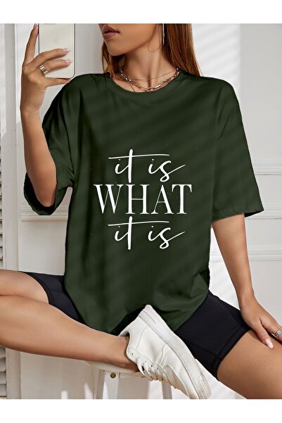AZIZI TEKSTIL Υπερμεγέθες μπλουζάκι με στάμπα  "it is WHAT it is "