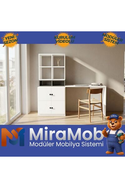 Projemob MİRAMOB ANTRASİT+BEYAZ - ÇALIŞMA MASASI - MASA - OFİS MASASI - KİTAP...