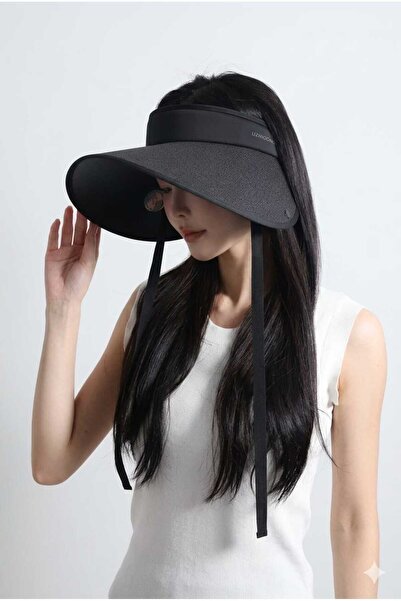 WOHOME Γυναικείο ψάθινο καπέλο παραλίας με προστασία λαιμού και ρυθμιζόμενο γ...