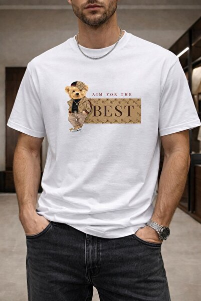 LELVANİ Men's Best Bear Printed Tshirt